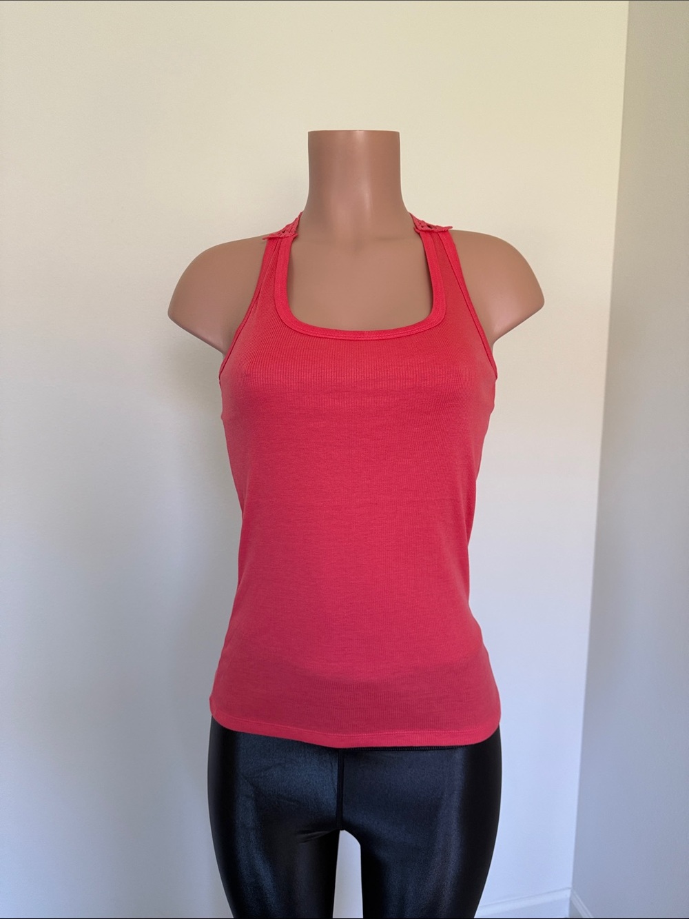 Crochet Back Coral Tank Top - Feminine Racerback Style one size - Picture 6 of 8
